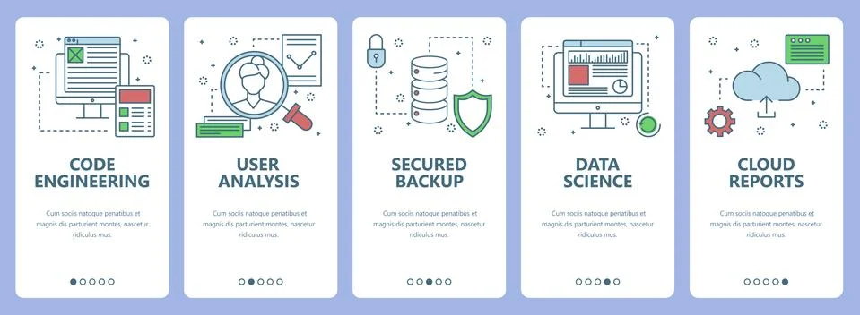 Vector modern thin line flat design engineering concept vertical banners Illustrazione stock