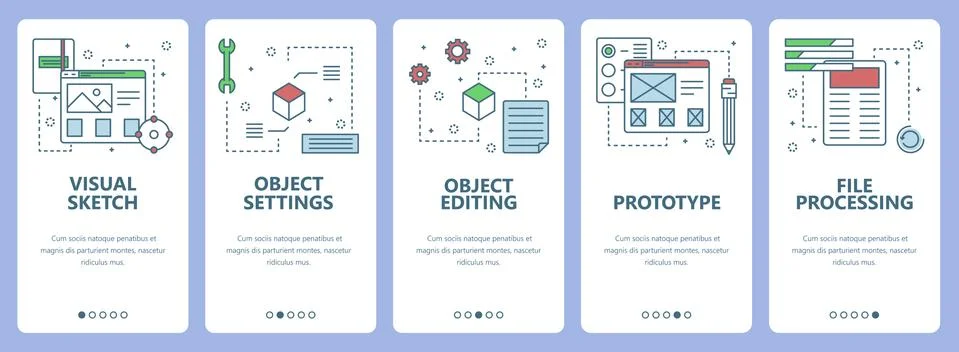 Vector modern thin line flat design modeling concept vertical banners Stock Illustration