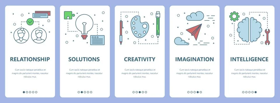 Vector modern thin line flat design psychology concept vertical banners Illustrazione stock