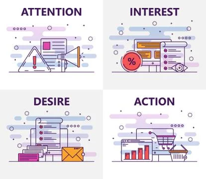 Vector modern thin line flat design sales concept banners Stock Illustration