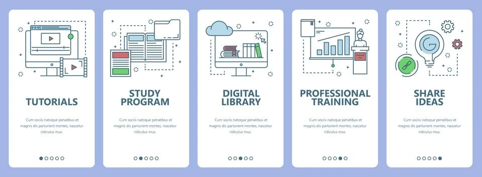 Vector modern thin line flat design tutorial concept vertical banners Stock Illustration