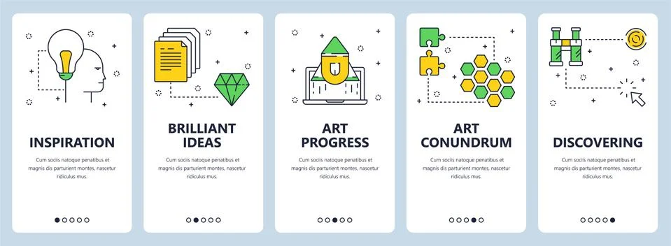 Vector modern thin line inspiration vertical web banner set Stock Illustration