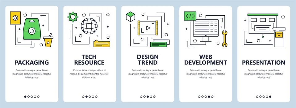 Vector modern thin line packaging concept web banners Stock Illustration