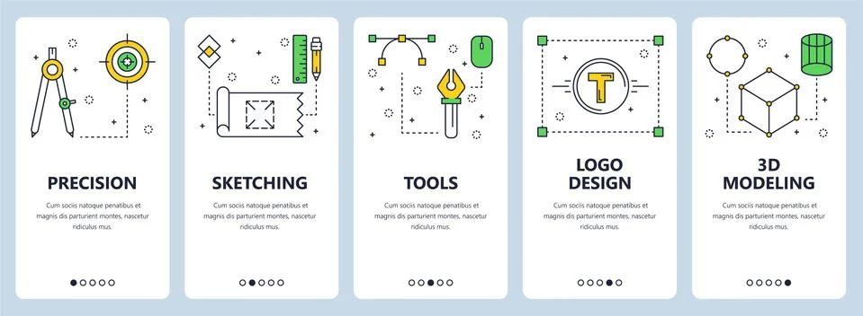 Vector modern thin line precision concept web banner set Stock Illustration