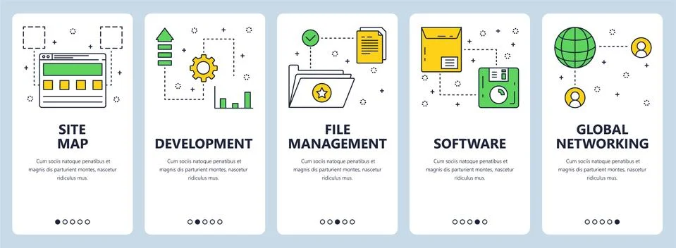 Vector modern thin line site map concept web banner set Stock Illustration