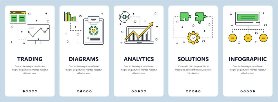 Vector modern thin line trading vertical web banner set Stock Illustration