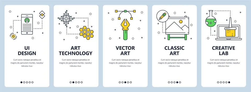 Vector modern thin line ui design vertical web banner set Illustrazione stock