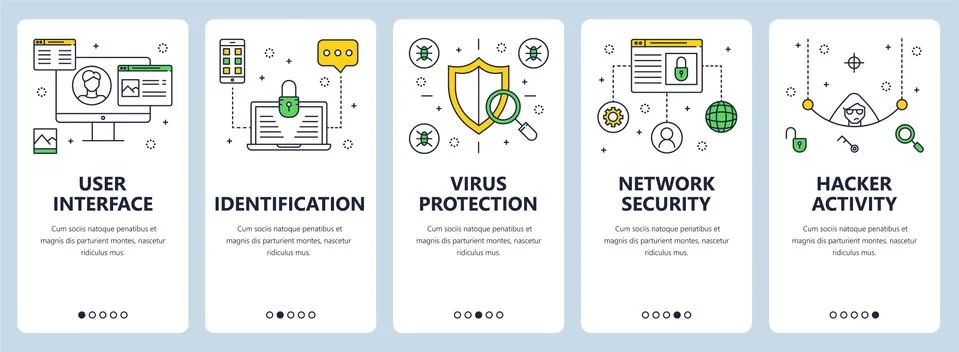 Vector modern thin line user interface concept banner set Ilustración de archivo