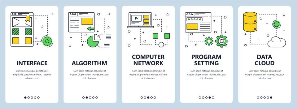 Vector modern thin line user interface vertical web banner set Ilustración de archivo