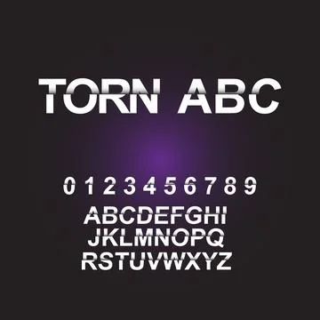 Vector of modern torn font and alphabet. Stock Illustration