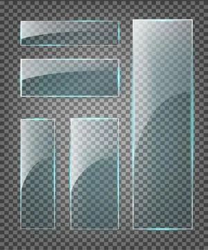 Vector modern transparent glass plates set on sample background. Stock Illustration