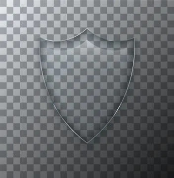 Vector modern transparent shield glass plate with shadow on sample background 스톡 일러스트