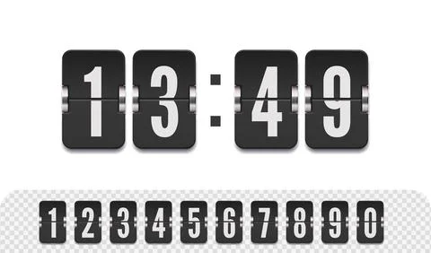 Vector modern ui design of old time meter with numbers. Scoreboard number font Illustrazione stock