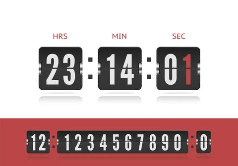 Vector modern ui design old countdown timer. Scoreboard number font. Coming soon Stock Illustration