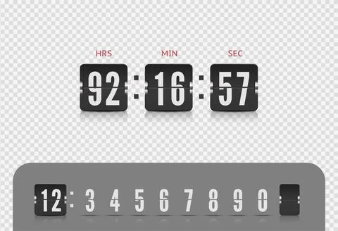 Vector modern ui design of retro time meter with numbers. Old design scoreboard Stock Illustration