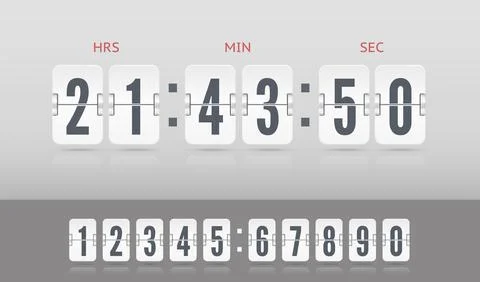 Vector modern ui old countdown timer. White scoreboard number font. Coming soon 스톡 일러스트