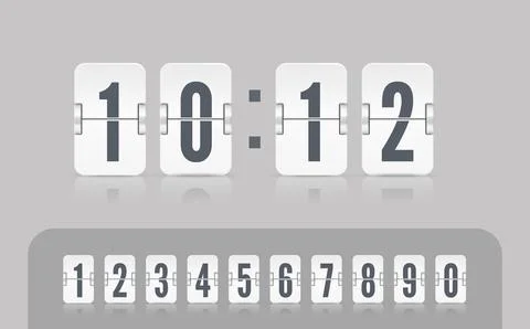 Vector modern ui of retro time meter with numbers. Old design scoreboard clock Stock Illustration