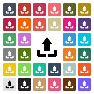 Vector modern Upload flat design icon set in button Stock Illustration