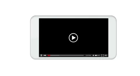 Vector modern video player window. Smartphone screen on white background. Stock Illustration