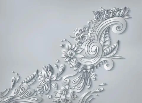Vector modern volumetric floral elements. Illustrazione stock