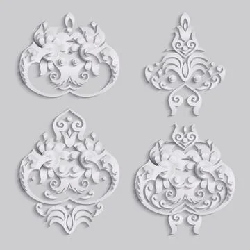 Vector modern volumetric floral elements Illustrazione stock