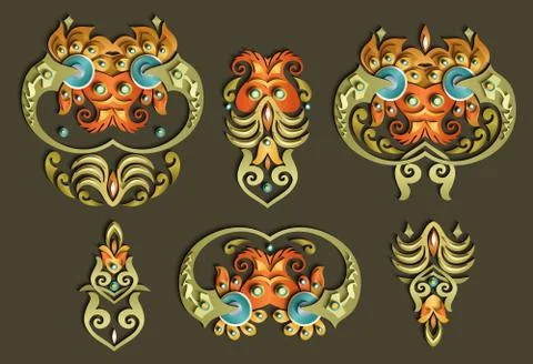 Vector modern volumetric floral elements Illustrazione stock