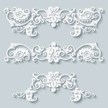 Vector modern volumetric floral elements Illustrazione stock