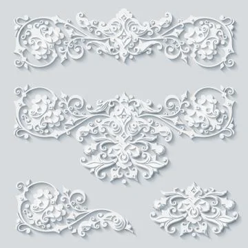 Vector modern volumetric floral elements Illustrazione stock