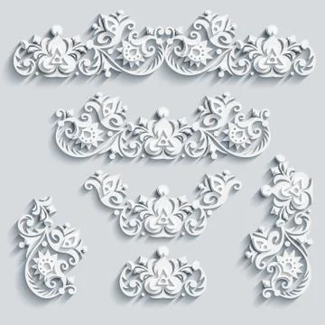 Vector modern volumetric floral elements Illustrazione stock