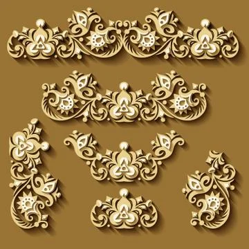 Vector modern volumetric floral elements 库存插图