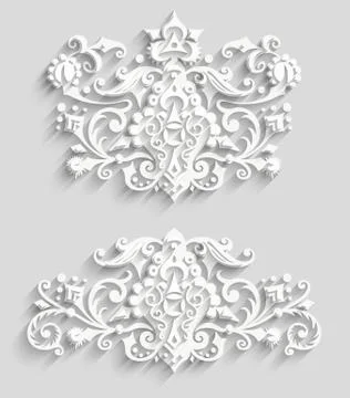 Vector modern volumetric floral elements Stock Illustration