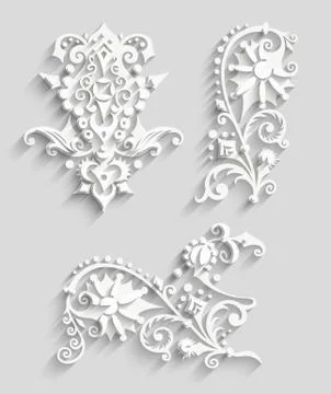 Vector modern volumetric floral elements Stockillustratie