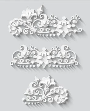 Vector modern volumetric floral elements Illustrazione stock