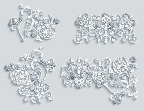 Vector modern volumetric floral elements Illustrazione stock