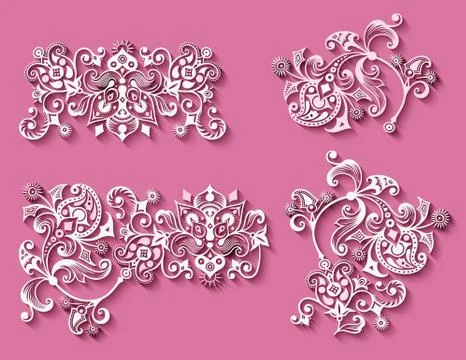 Vector modern volumetric floral elements Illustrazione stock