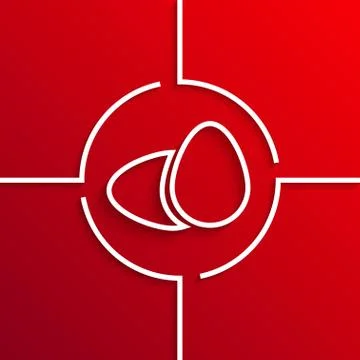 Vector modern white circle icon on red background Illustrazione stock