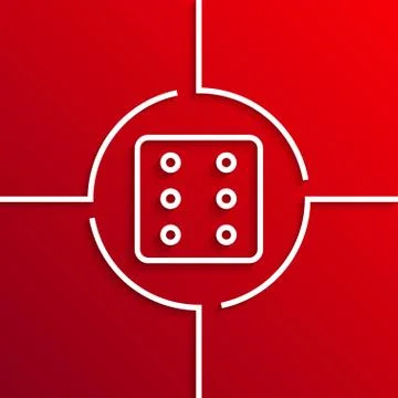 Vector modern white circle icon on red background Illustrazione stock