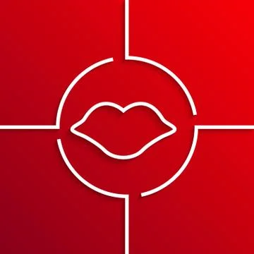 Vector modern white circle icon on red background Stock Illustration