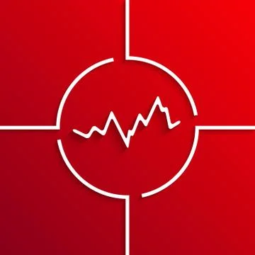 Vector modern white circle icon on red background Stock Illustration