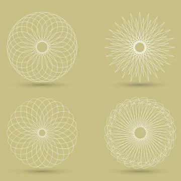 Vector modern white geometric shape, guilloche Stock Illustration