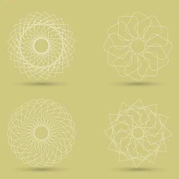 Vector modern white geometric shape, guilloche Stock Illustration