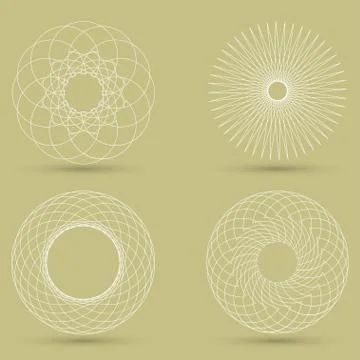 Vector modern white geometric shape, guilloche Stock Illustration