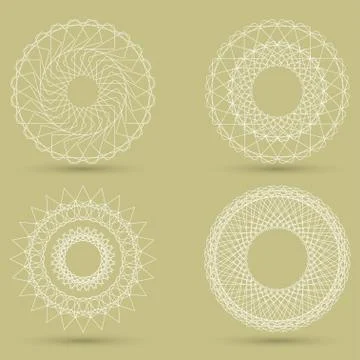 Vector modern white geometric shape, guilloche Stock Illustration