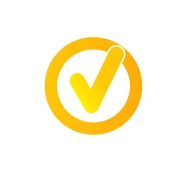 Vector modern yellow and golden checkmark icon isolated on transparent Stock Illustration