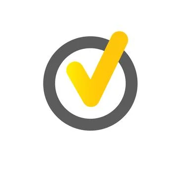 Vector modern yellow and golden checkmark icon isolated on transparent Stock Illustration
