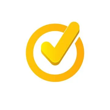 Vector modern yellow and golden checkmark icon isolated on transparent Stock Illustration