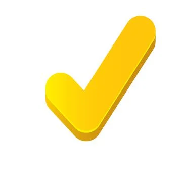Vector modern yellow and golden checkmark icon isolated on transparent Stock Illustration