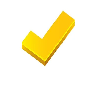 Vector modern yellow and golden checkmark icon isolated on transparent Stock Illustration