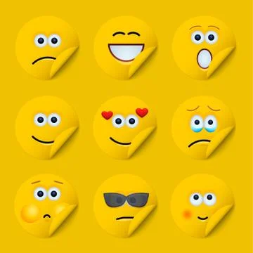 Vector modern yellow face stickers creative background Illustrazione stock
