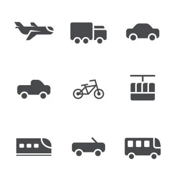 Vector modes of transport icons set Ilustração Stock